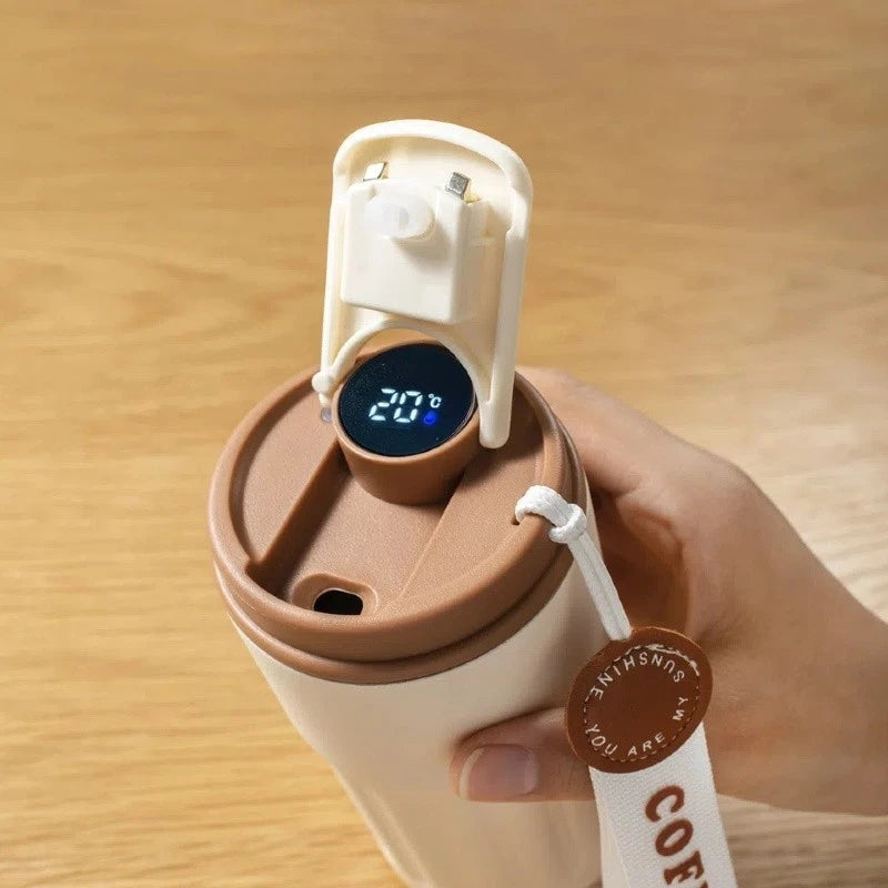 Copo Térmico café Inteligente 420ml com Display LED – Personalizado, Portátil e Antivazamento