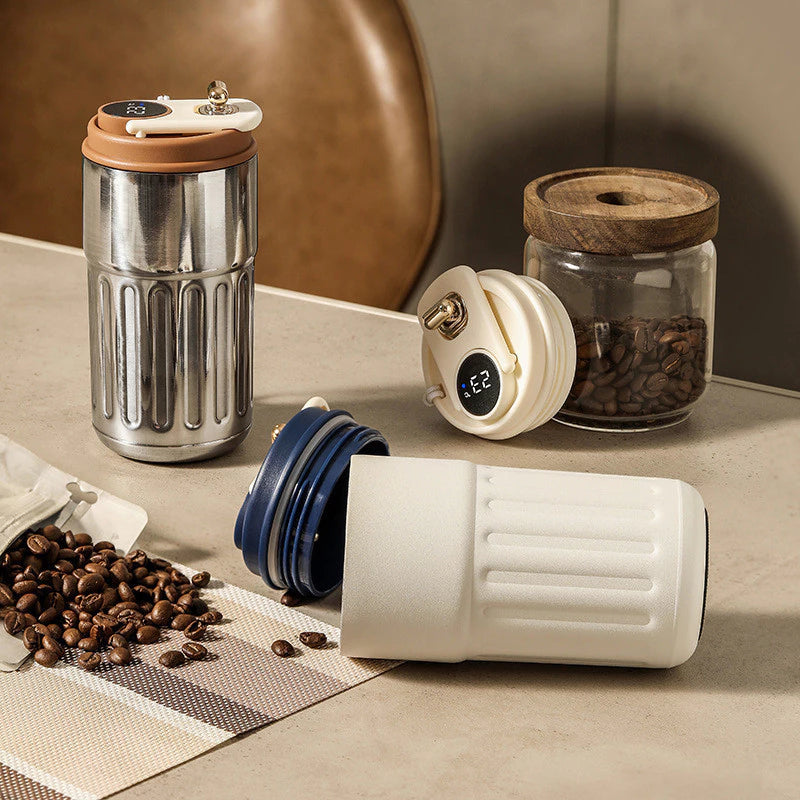 Copo Térmico café Inteligente 420ml com Display LED – Personalizado, Portátil e Antivazamento